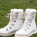 Brandi Lace-Up Boots - Off White