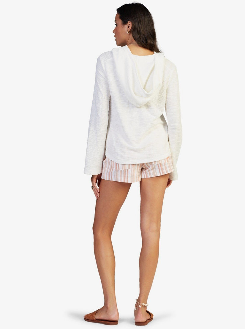 Pearling Oversized Poncho Style Hoodie - Snow White