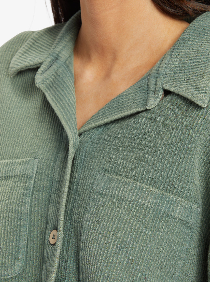 Off Duty Knit Shacket Overshirt - Agave Green