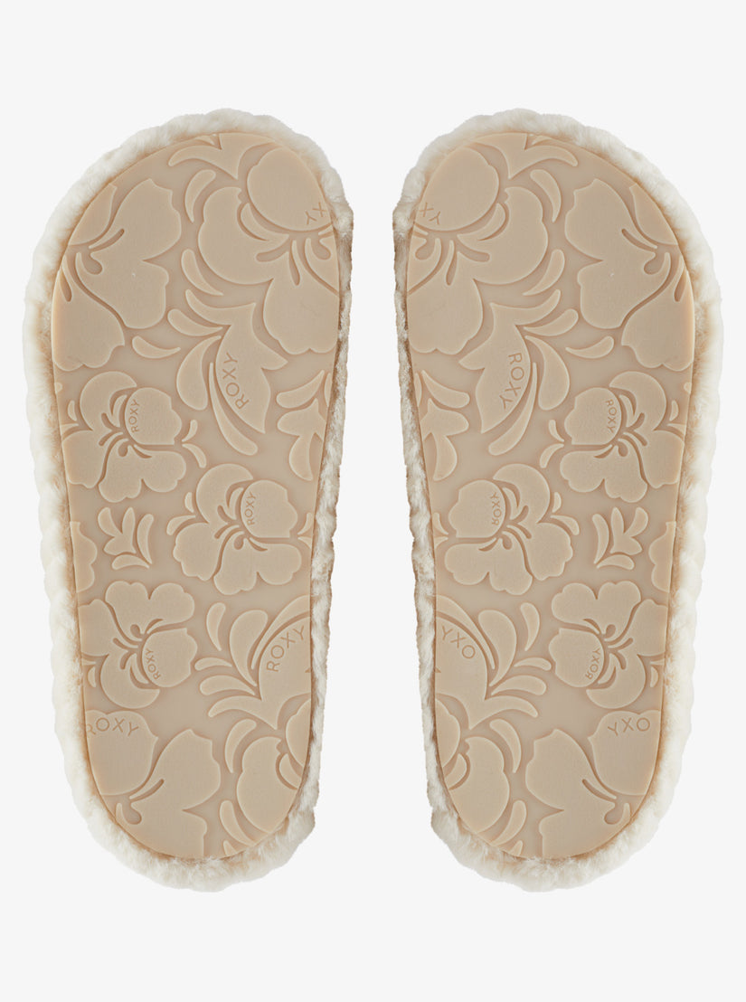 Slippy Faux Fur Slide Sandals - Off White