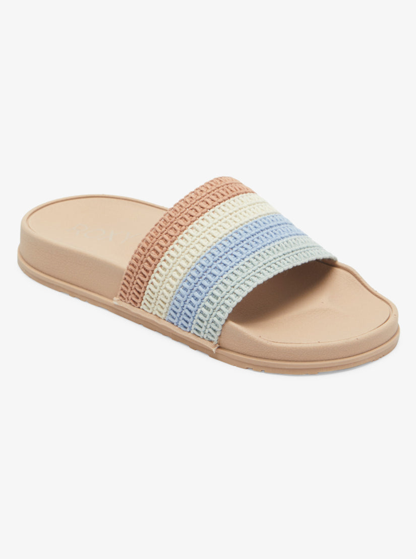Slippy Crochet Sandals - Light Blue/Brown