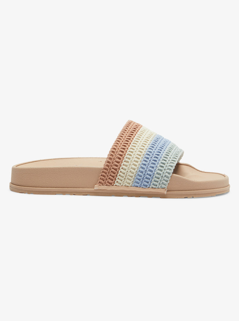 Slippy Crochet Sandals - Light Blue/Brown