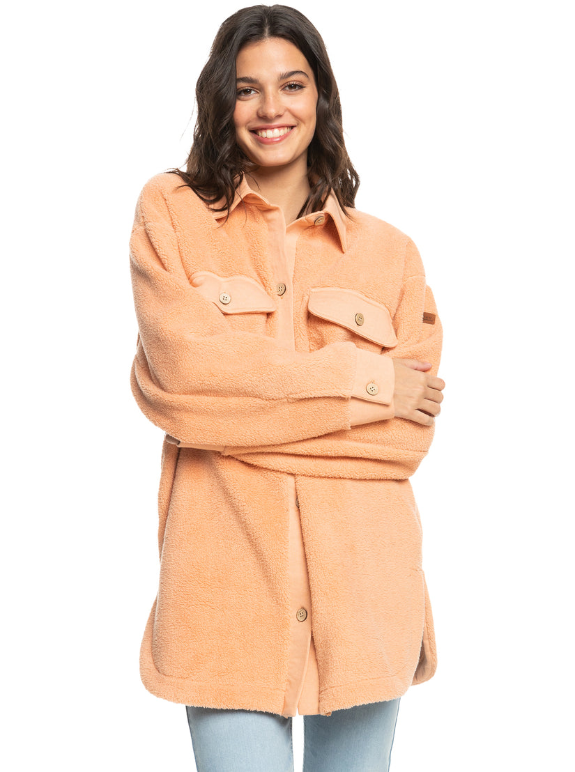 Switch Up Sherpa Fleece Overshirt - Dusty Coral