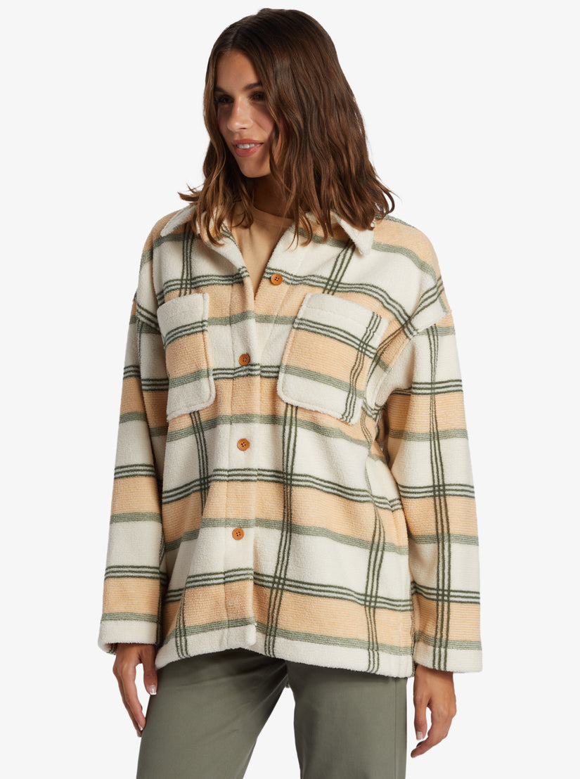 Next Adventure Printed Zip-Up Fleece Shirt - Agave Green Smala Plaid