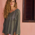 After Beach Break V-Neck Sweater - Agave Green