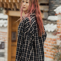 Chloe Kim Oversized Flannel Shirt - Anthracite Platz Plaid
