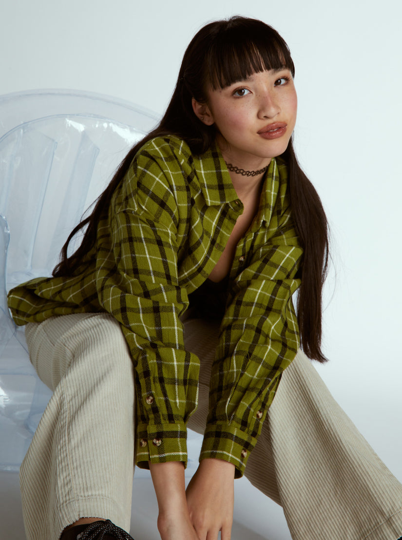 Chloe Kim Oversized Flannel Shirt - Iguana Platz Plaid