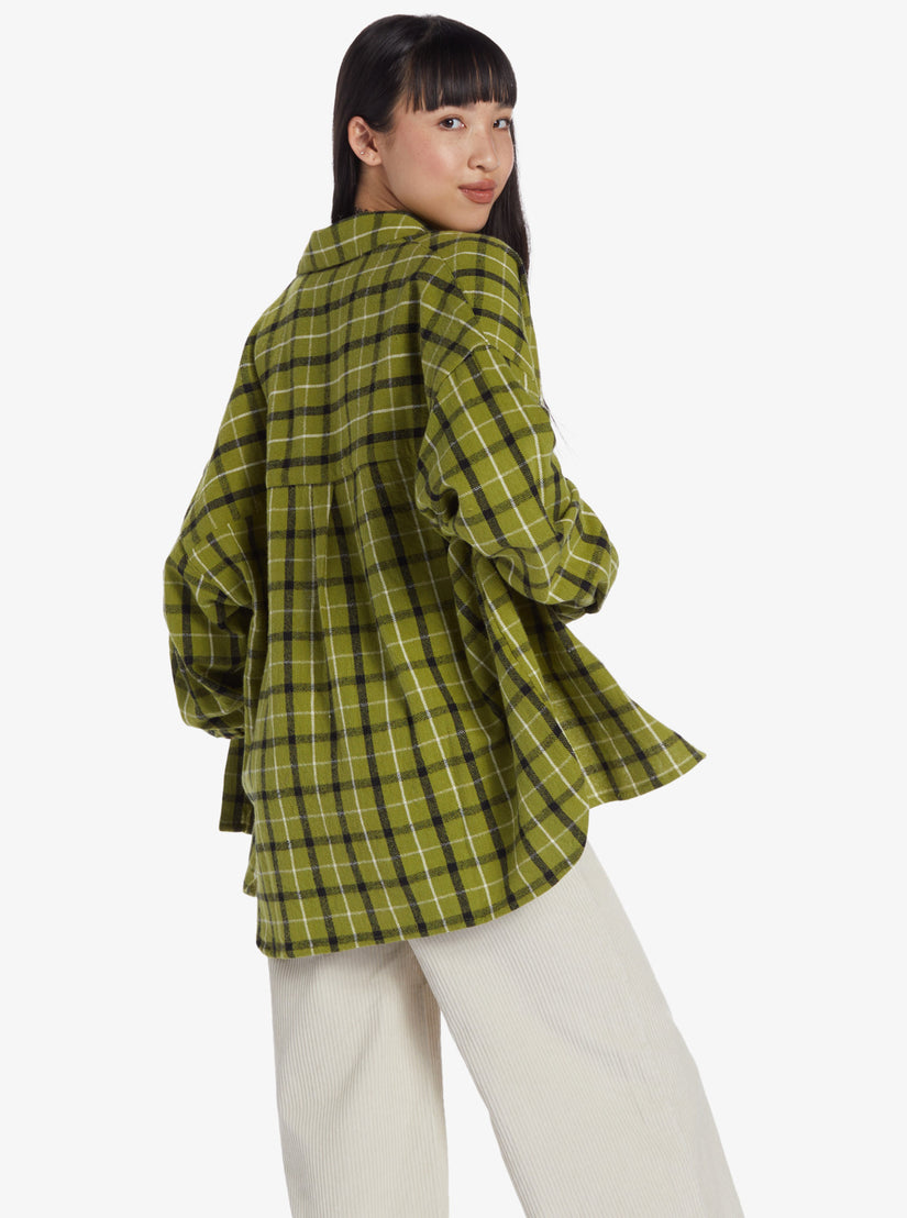 Chloe Kim Oversized Flannel Shirt - Iguana Platz Plaid