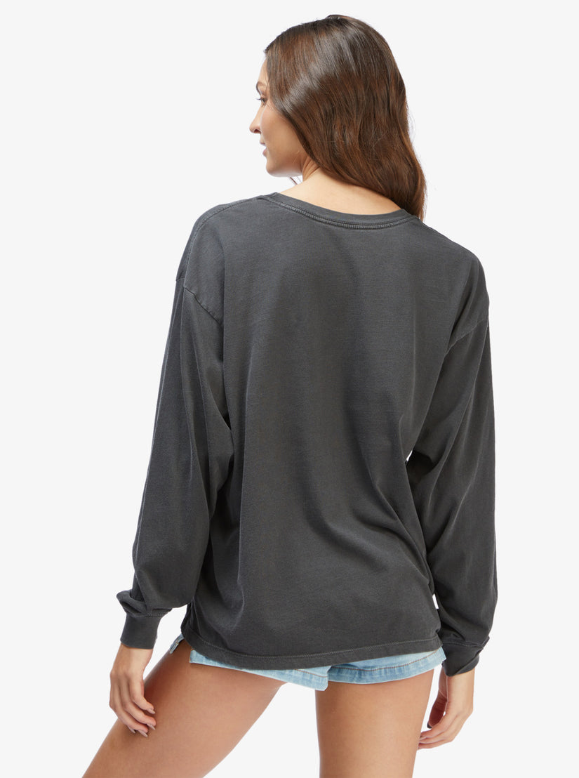 Moon Stars Oversized Graphic Long Sleeve T-Shirt - Anthracite