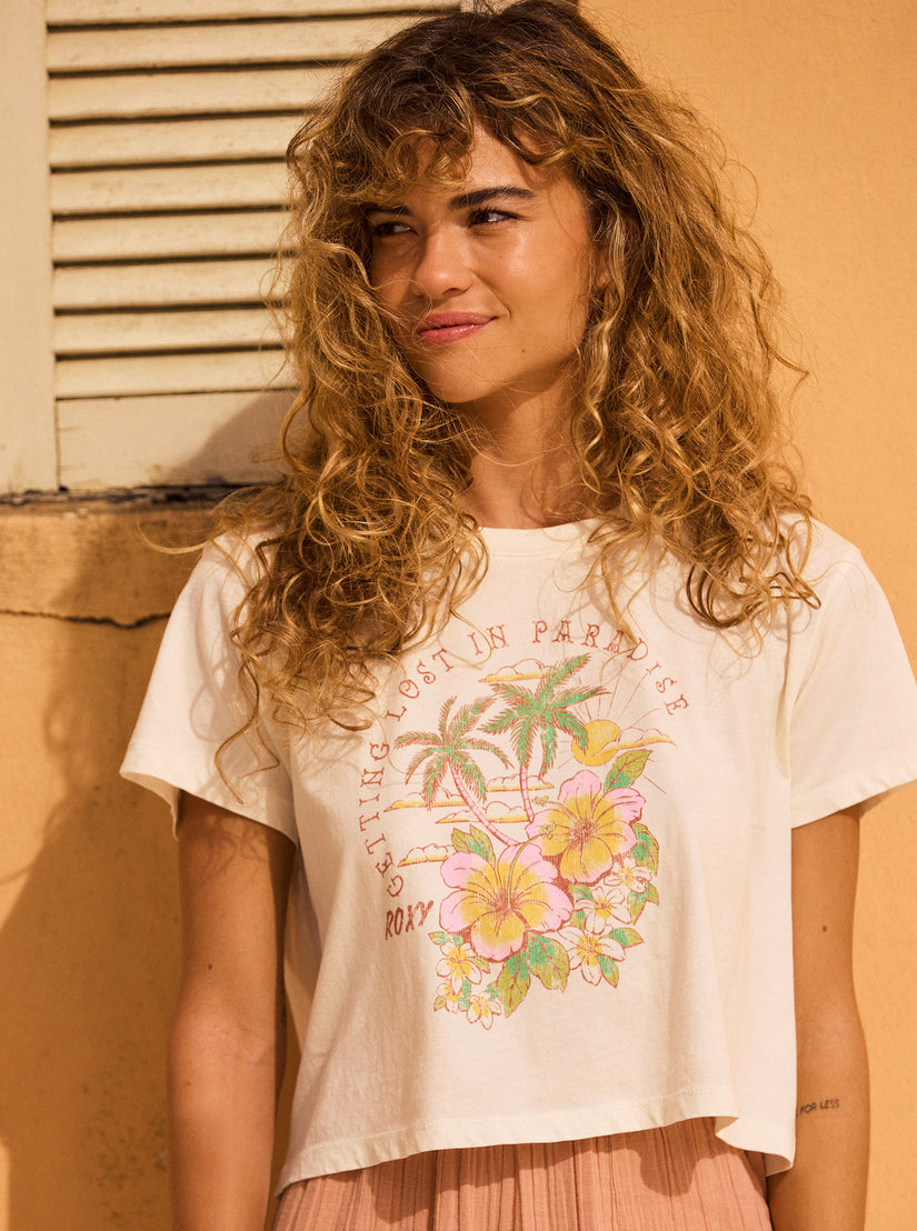 Hibiscus Paradise Cropped T-Shirt - Snow White –
