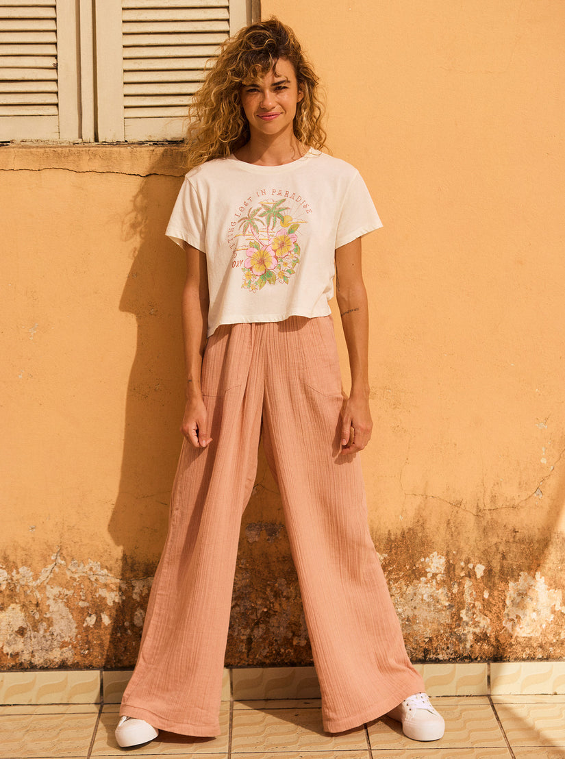 Hibiscus Paradise Cropped T-Shirt - Snow White
