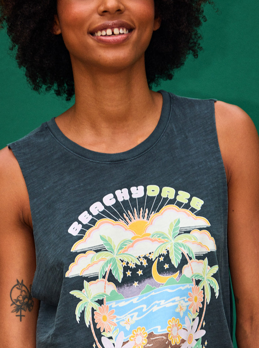 Beachy Days Muscle Tank - Anthracite