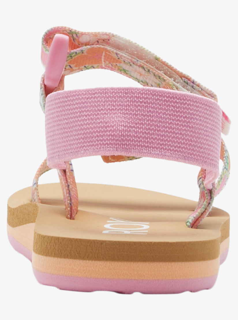 Toddler's Roxy Cage Sandals - White/Crazy Pink/Orange