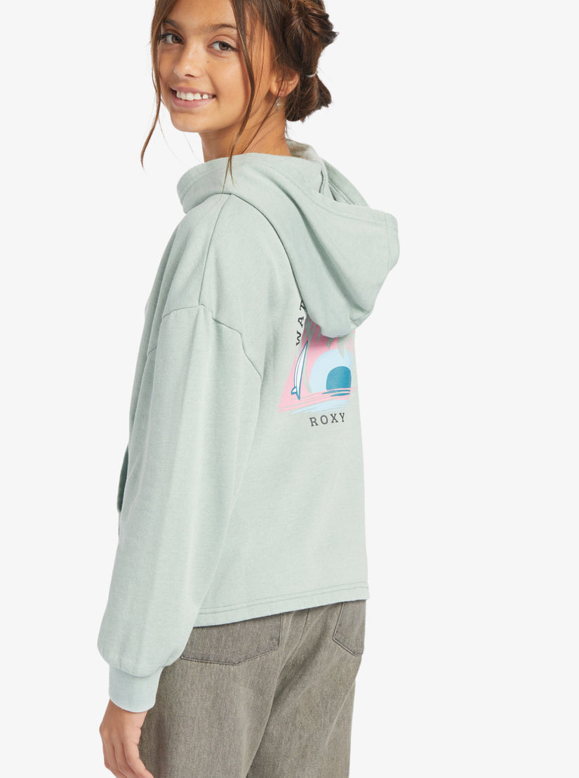 Girls 4-16 Early In The Morning B Zip-Up Hoodie - Blue Surf