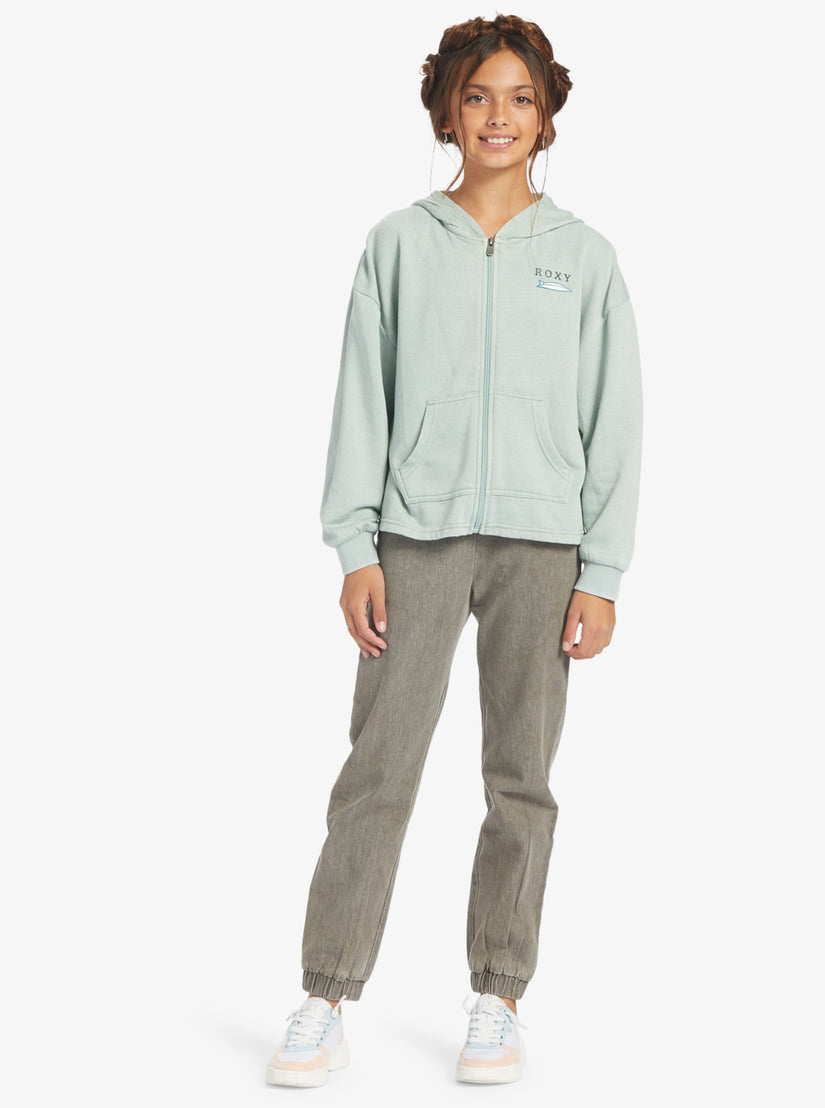 Girls 4-16 Early In The Morning B Zip-Up Hoodie - Blue Surf