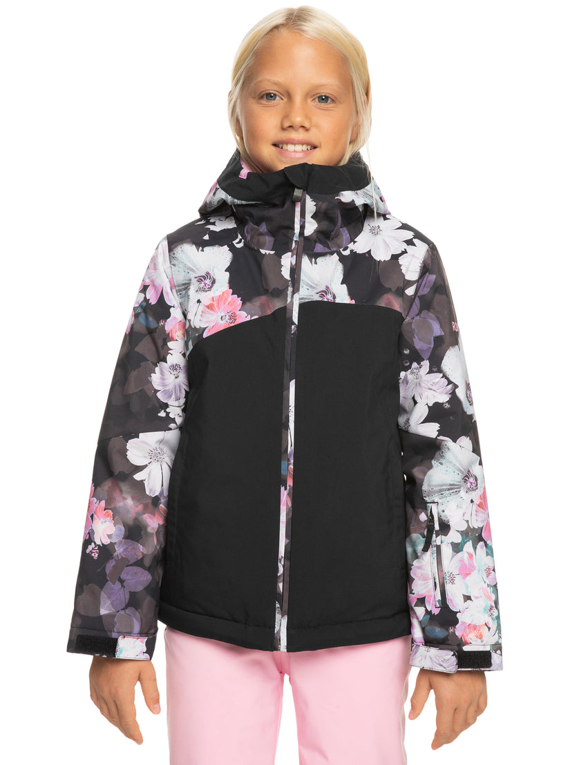 Girls 4-16 Greywood Technical Snow Jacket - True Black Blurry Flower