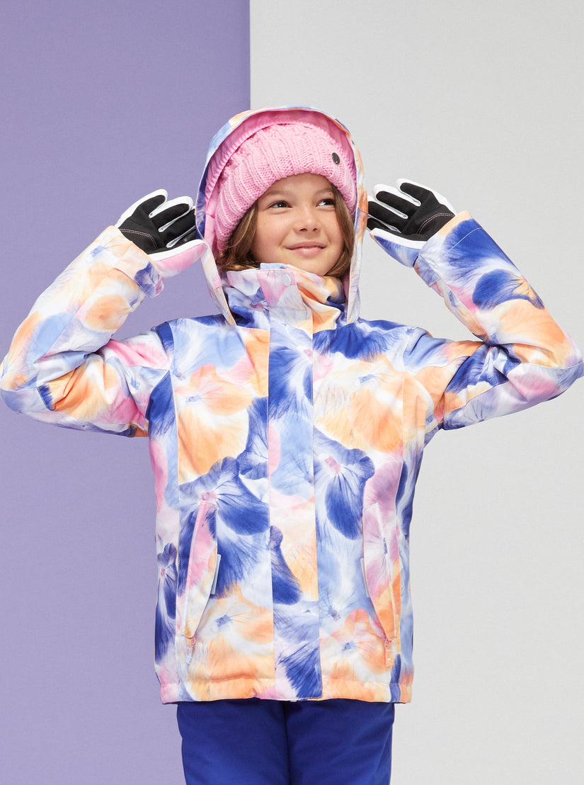 Girls' 4-16 Roxy Jetty Technical Snow Jacket - Bright White Pansy Pans