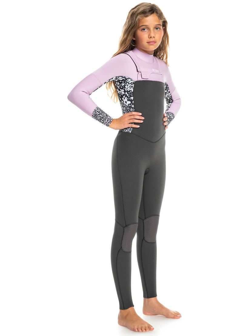 Girls 8-16 3/2mm Swell Series Back Zip Wetsuit - Jet/Orchid Bouquet