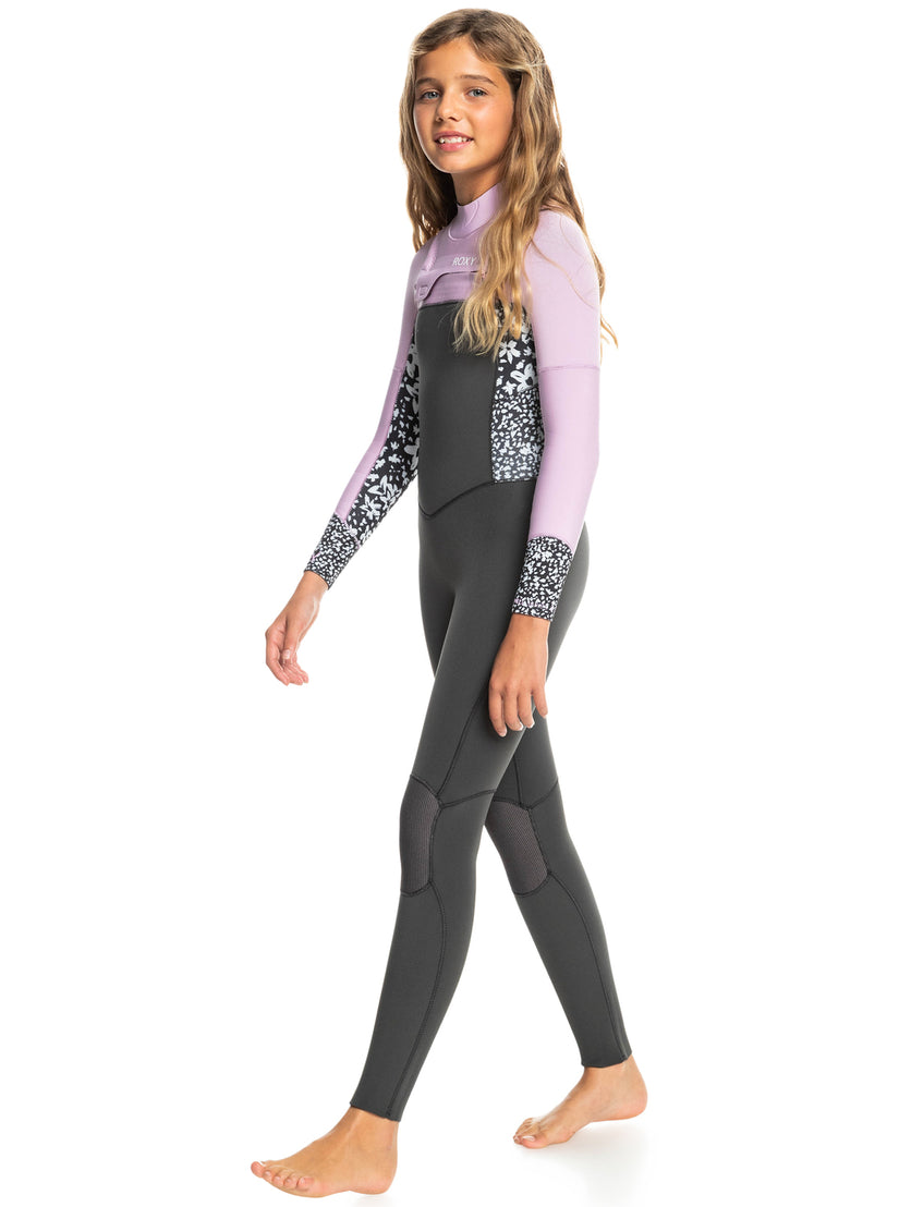 Girls 8-16 3/2mm Swell Series Back Zip Wetsuit - Jet/Orchid Bouquet
