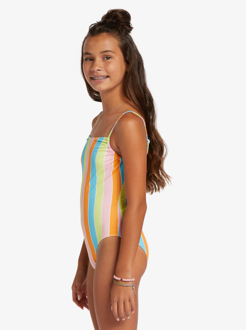 Girls 4-16 Last In Paradise One-Piece Swimsuit - Bachelor Button Rainbow Rays