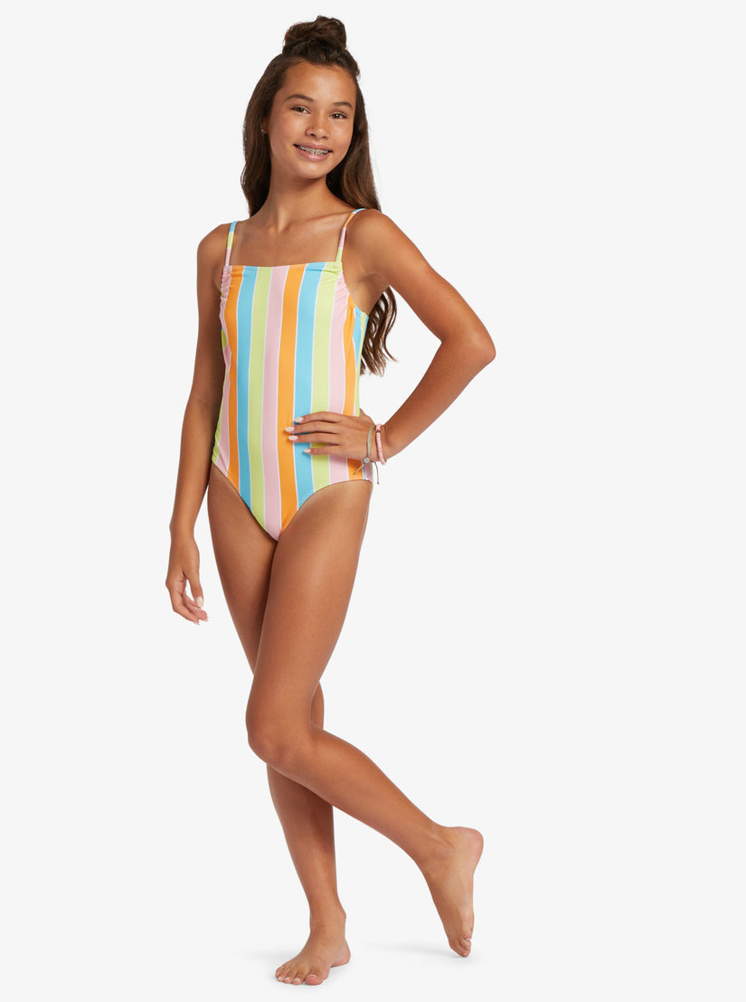 Girls 4-16 Last In Paradise One-Piece Swimsuit - Bachelor Button Rainbow Rays