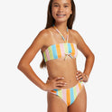 Girls 4-16 Last In Paradise Two Piece Bandeau Bikini Set - Bachelor Button Rainbow Rays