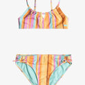Girls 7-16 Jungle Mirage Bralette Set Bikini Set - Opera Mauve Mirage Stripe Swim