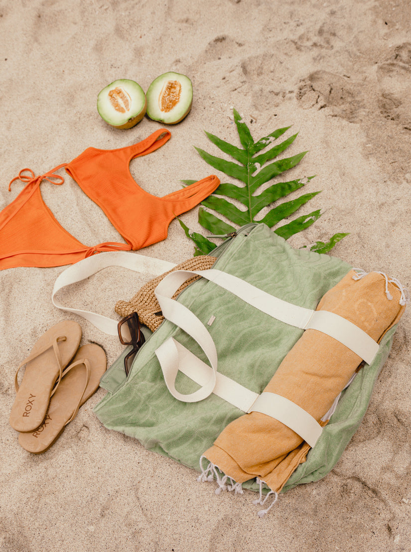Sunny Palm Tote Beach bag - Quiet Green