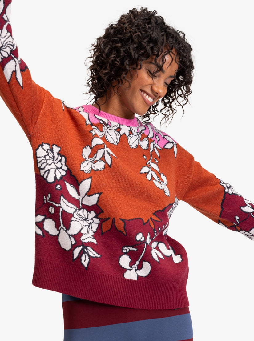 ROWLEY X ROXY Technical Sweater - Burnt Henna Laurel Floral