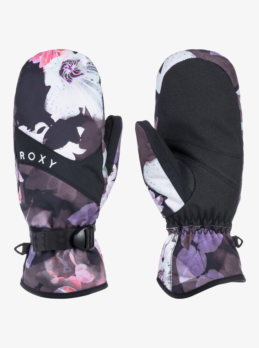 Roxy Jetty Technical Snowboard/Ski Mittens - True Black Blurry Flower