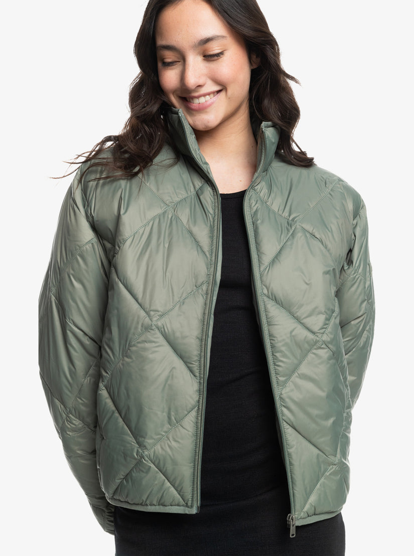 Wind Swept Lightweight Padded Packable Jacket - Agave Green – Roxy.com