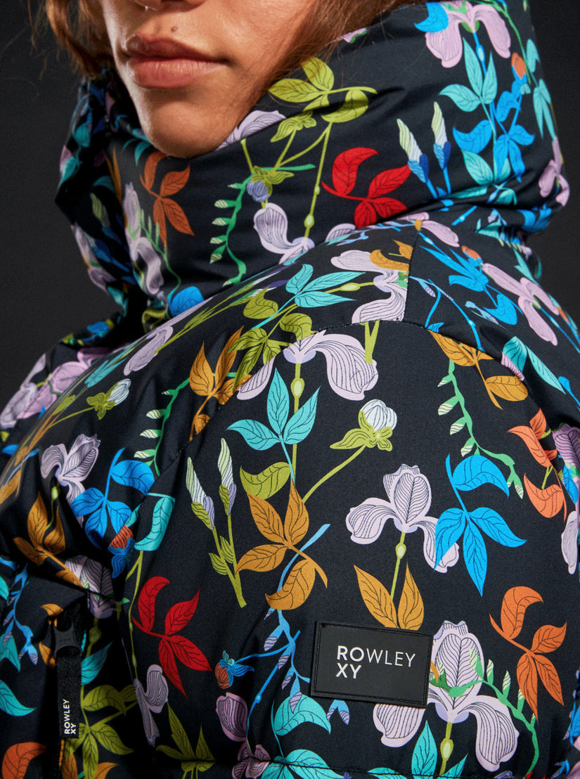ROWLEY X ROXY Cropped Winter Bomber Jacket - True Black Multifloral