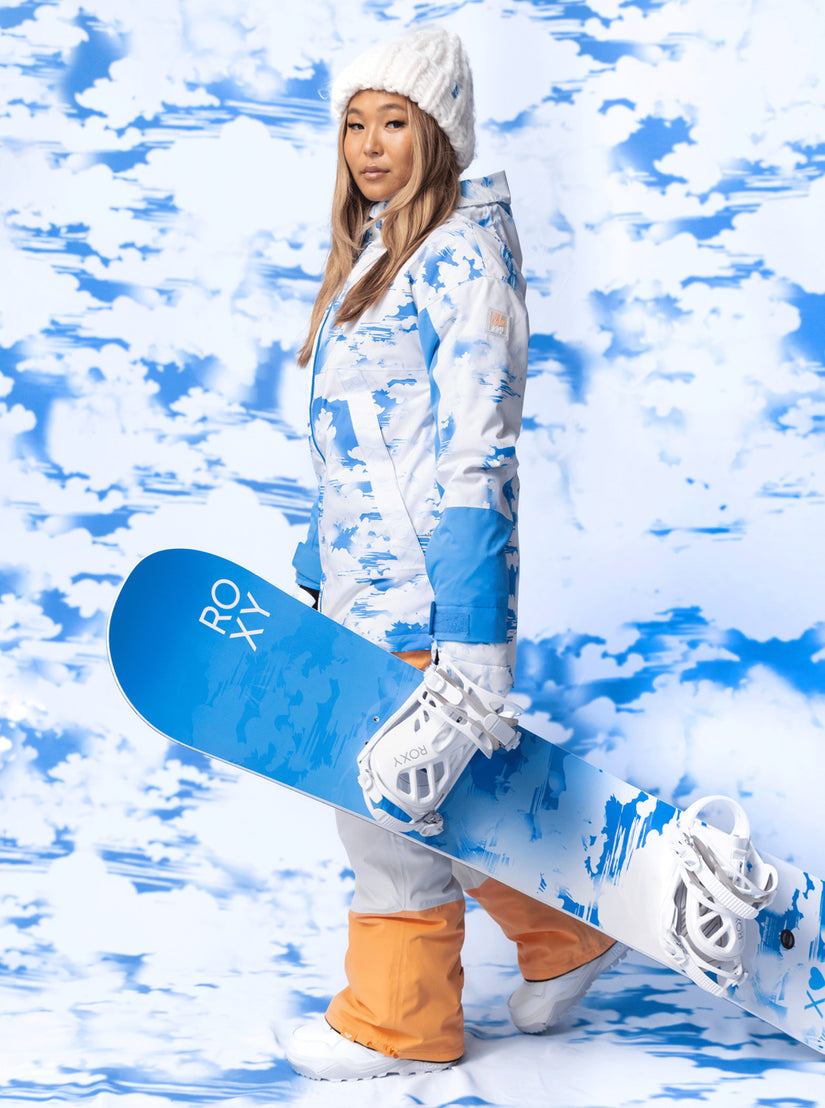 Chloe Kim Technical Snow Jacket - Azure Blue Clouds
