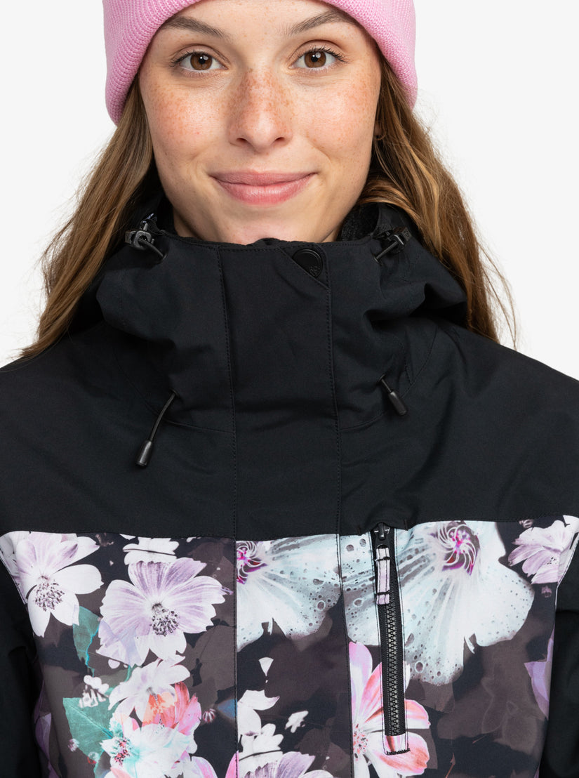 Roxy Jetty 3-In-1 Technical Snow Jacket - True Black Blurry Flower