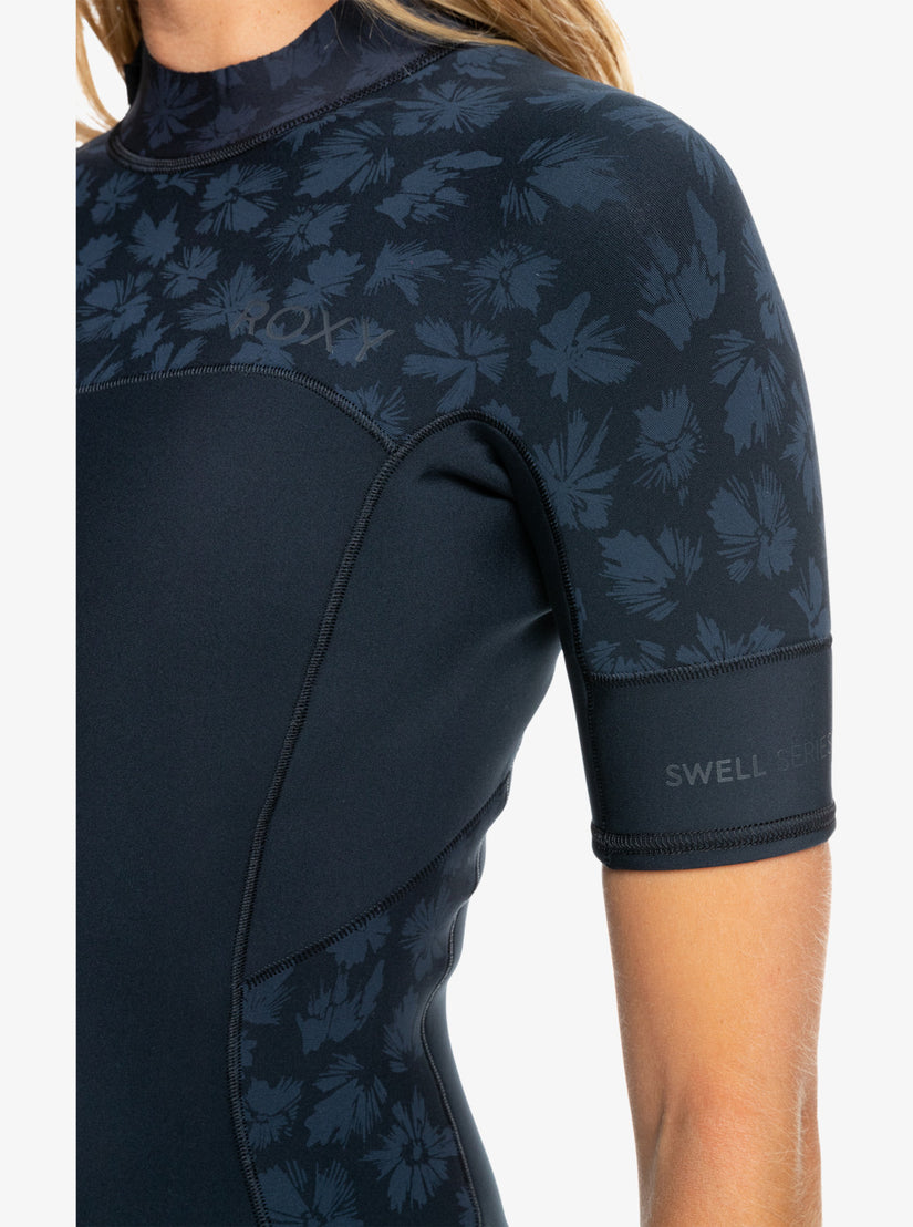 2mm Swell Series Short Sleeve Back Zip Springsuit - Black