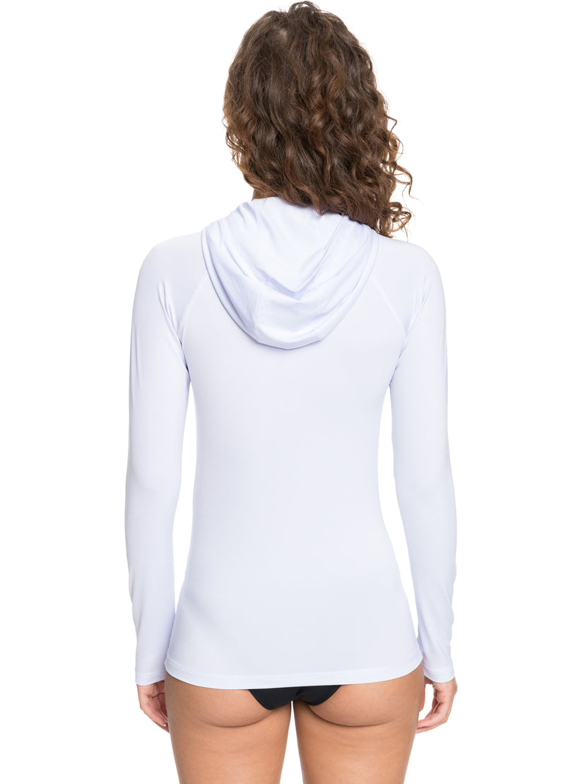 Roxy Essentials Hooded UPF 50 Long Sleeve Rashguard - Bright White