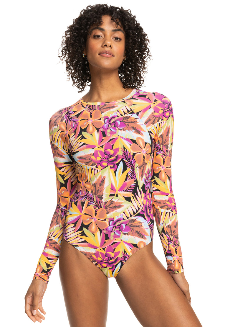 Fashion Long Sleeve One-Piece Swimsuit - Anthracite Hot Tropics Swim Ax
