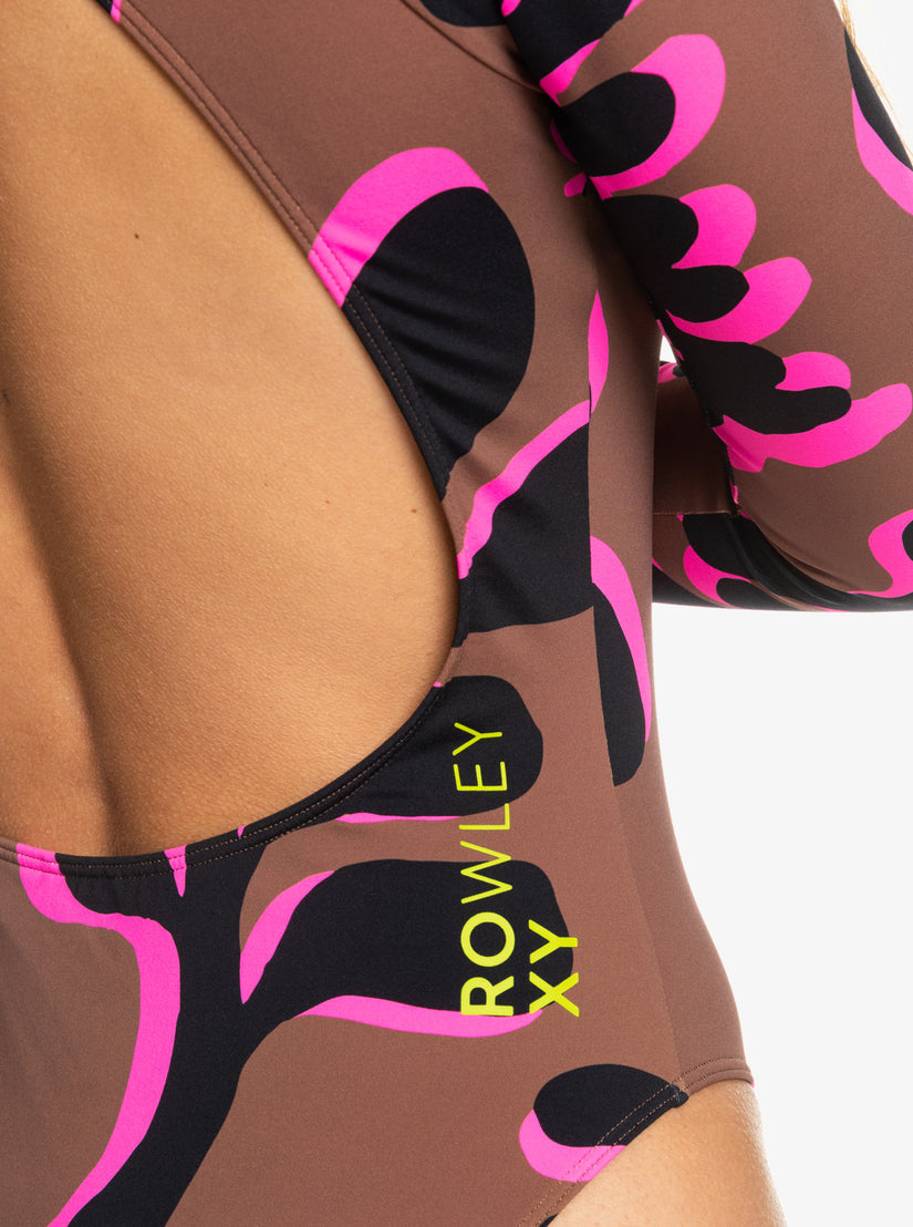 ROWLEY X ROXY Long Sleeve One-Piece Swimsuit - Cr Downtown Brown Leaf