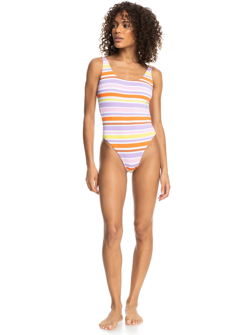 Surf.Kind.Kate. Reversible One-Piece Swimsuit - Bright White Aloha Stripe Hori