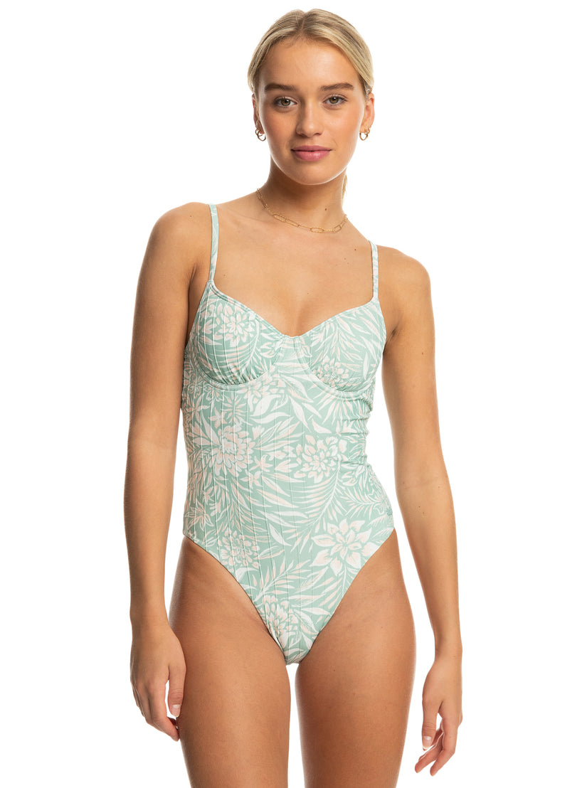Rib Roxy Love The Muse One-Piece Swimsuit - Blue Surf Planao Apparel