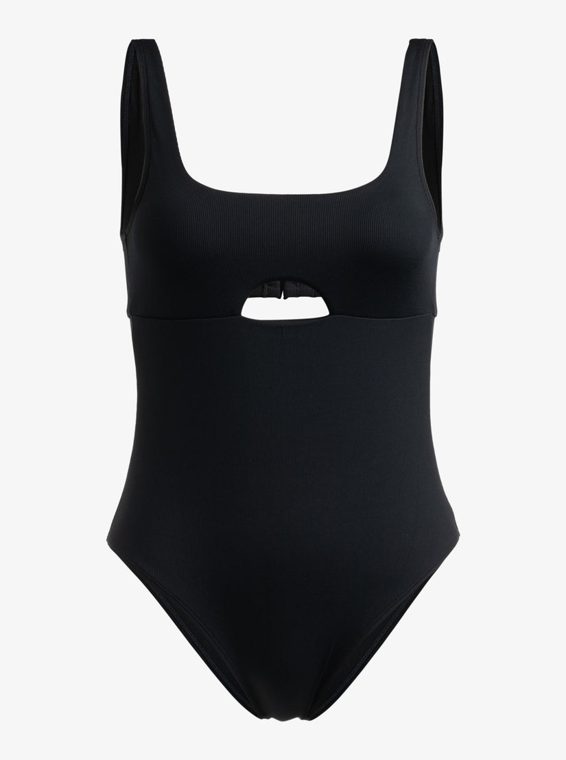 Roxy Pro The Double Line One-Piece Swimsuit - Anthracite