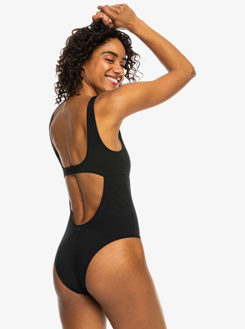 Roxy Pro The Double Line One-Piece Swimsuit - Anthracite