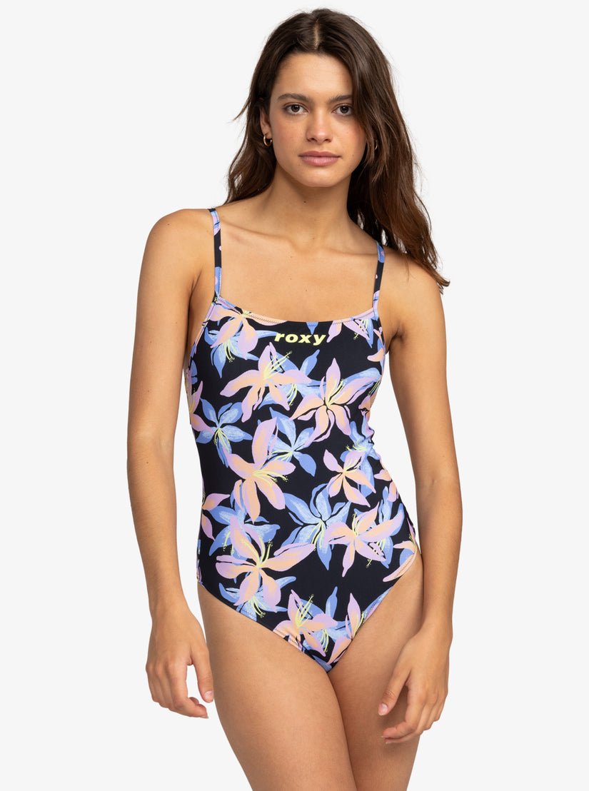 Roxy Active Basic One-Piece Swimsuit - Anthracite Kiss
