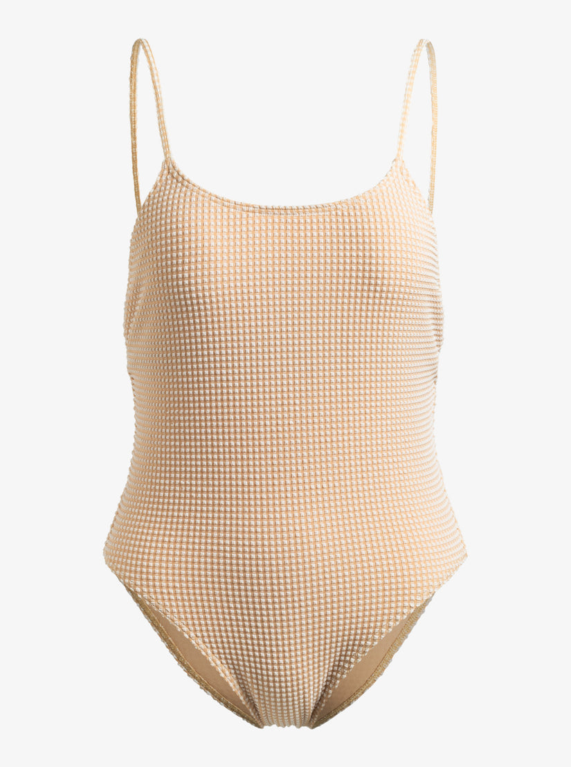 Gingham One-Piece Swimsuit - Porcini
