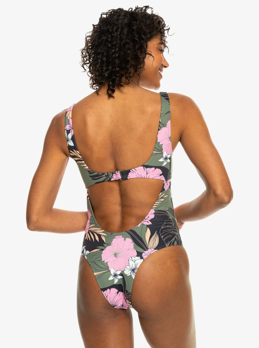Roxy Pro The Double Line One-Piece Swimsuit - Anthracite Classic Pro Surf
