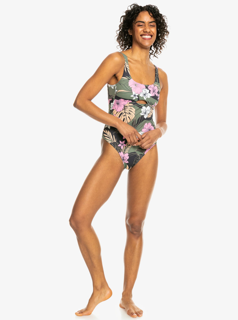 Roxy Pro The Double Line One-Piece Swimsuit - Anthracite Classic Pro Surf