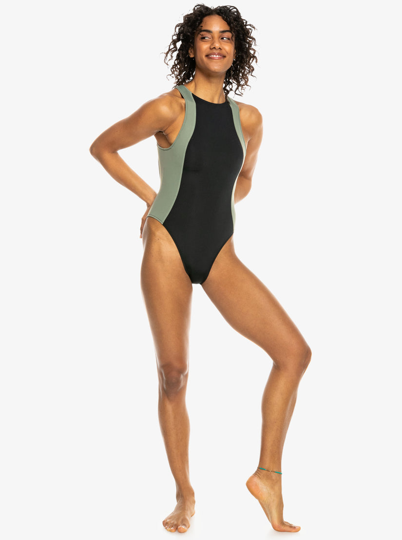 Roxy Pro Wave One-Piece Swimsuit - Anthracite