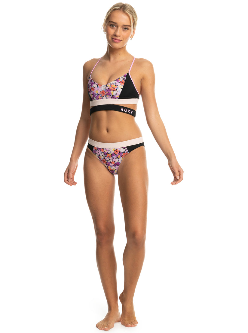Roxy Active Bralette Bikini Top - Anthracite Swim Blooms