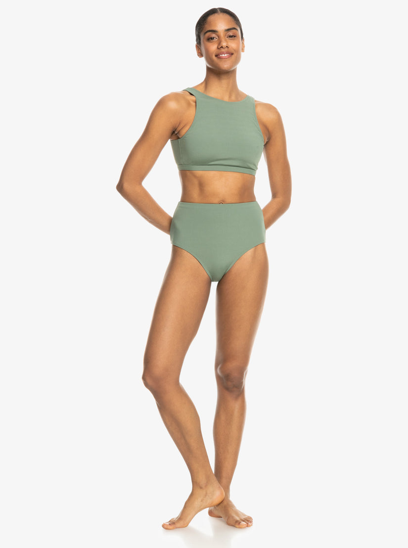 Roxy Pro The Pop Up Crop Bikini Top - Agave Green