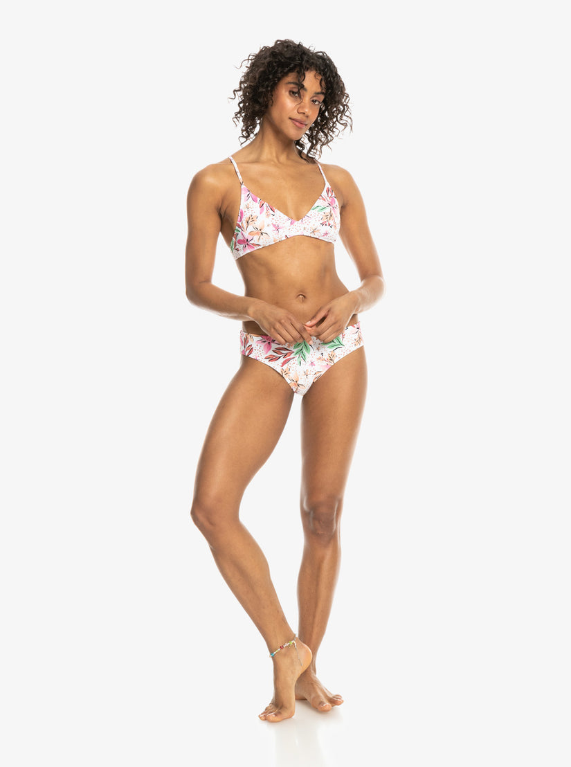 Printed Beach Classics Strappy Bra Bikini Top - White Happy Tropical Swim
